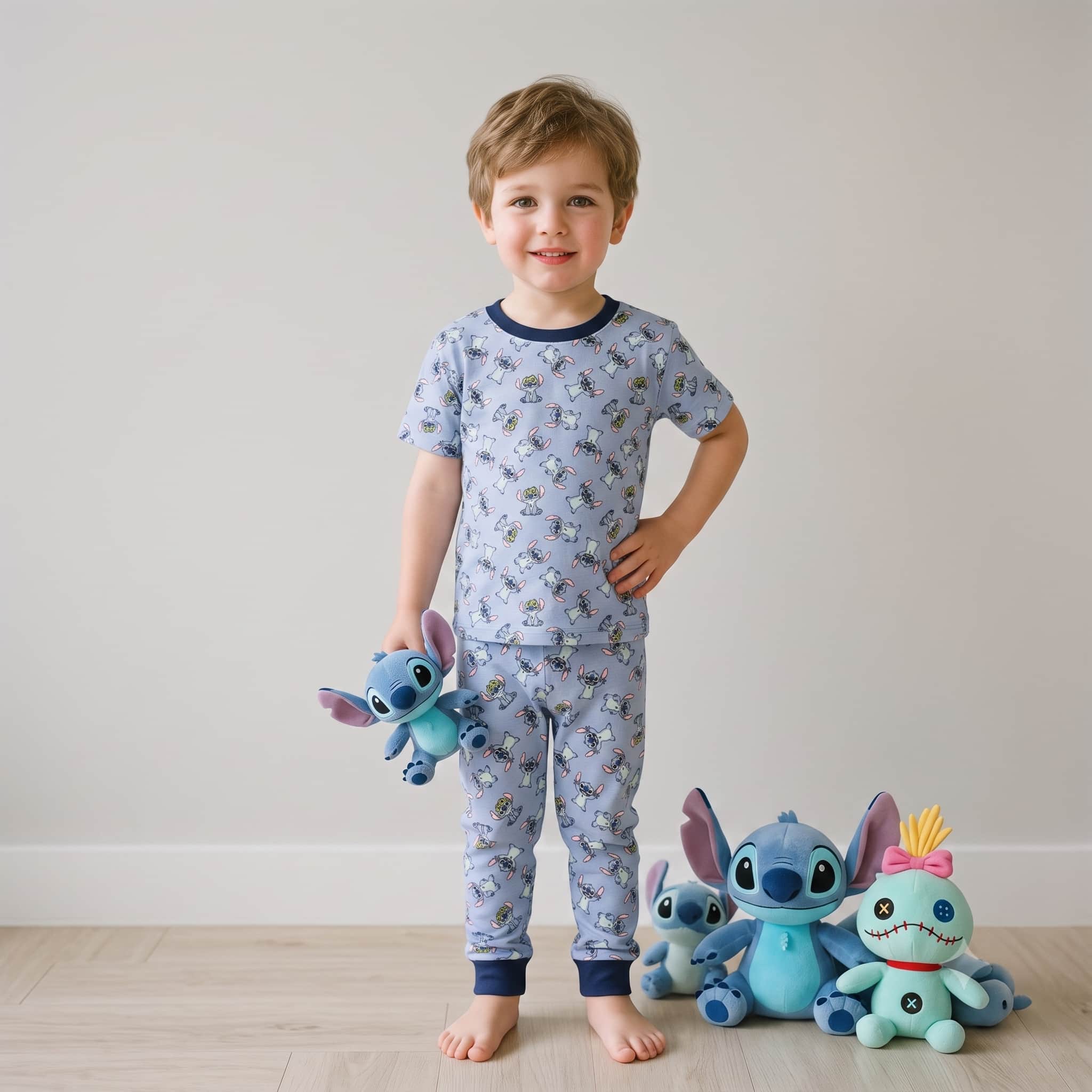 Stitch Boys Half Sleeves Pajama Set – Lavender Blue