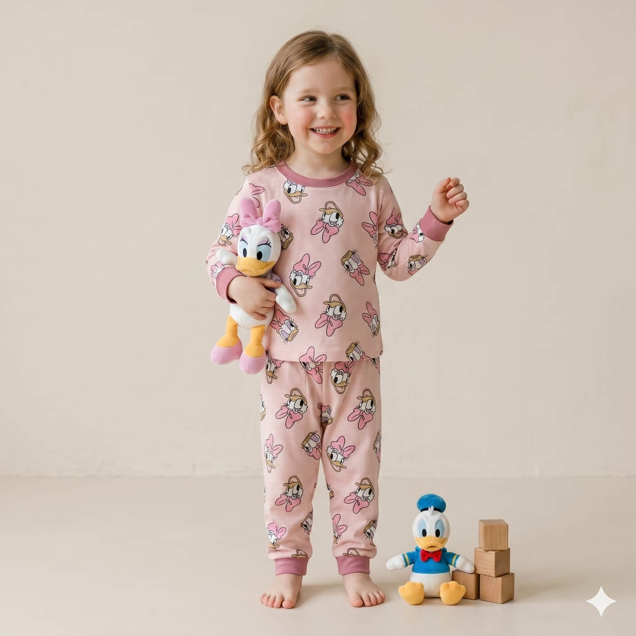 Donal Duck Girls Full Sleeves Set - Pink