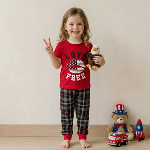 Love Free Girls Half Sleeves Pajama set - Red