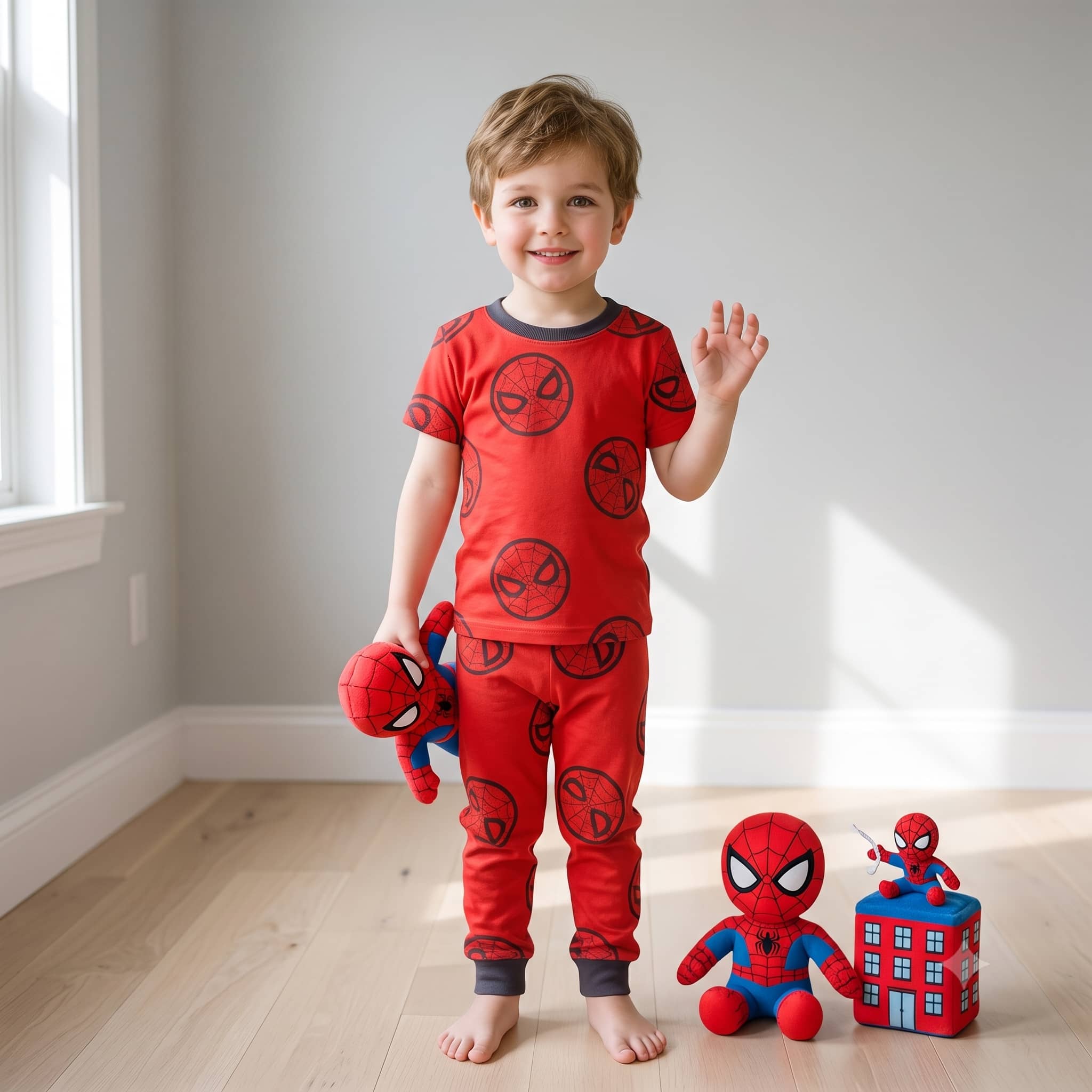 Spider Man Boys Half Sleeves Pajama Set - Red