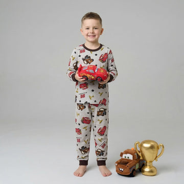 Lightning McQueen Boys Full Sleeves Pajama Set - Grey