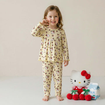 Hello Kitty Girls Full Sleeves Pajama Set - Yellow