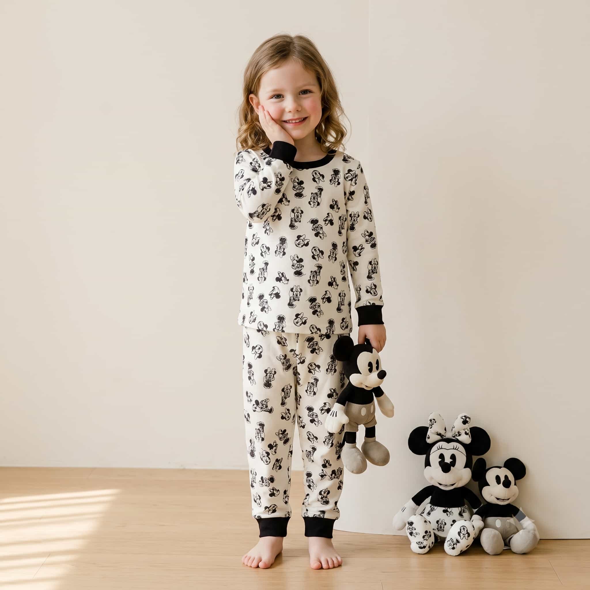 Minnie Mouse Girls Full Sleeves Pajama Set – Cream