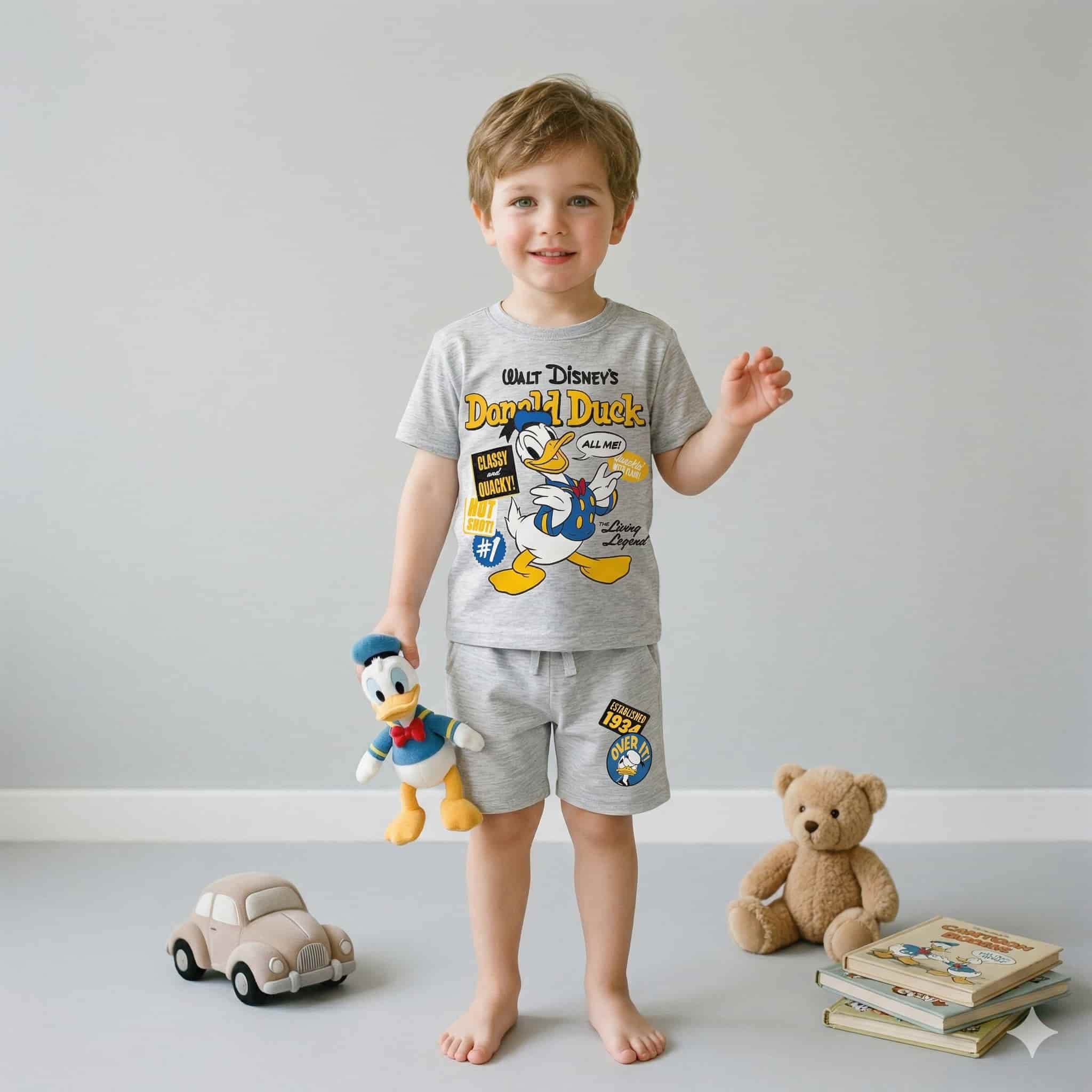Donald Duck Boys Shorts Sets- Light Grey