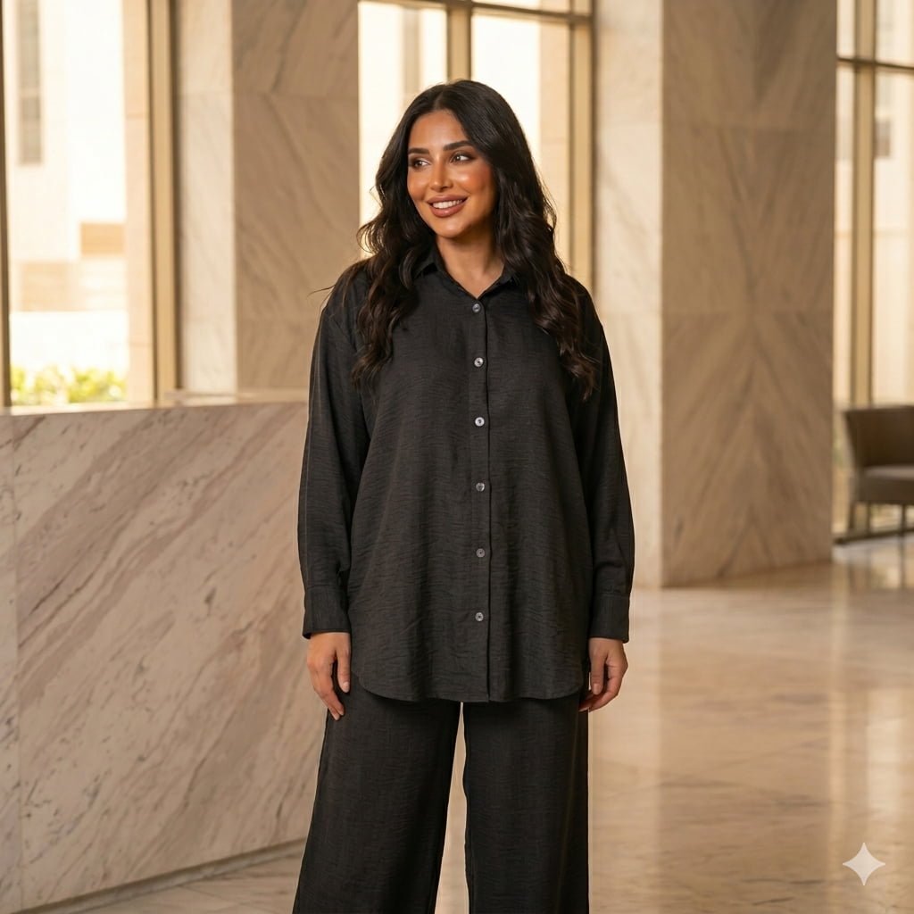 Noir Ease Women Full Sleeves Co ord Set - Black