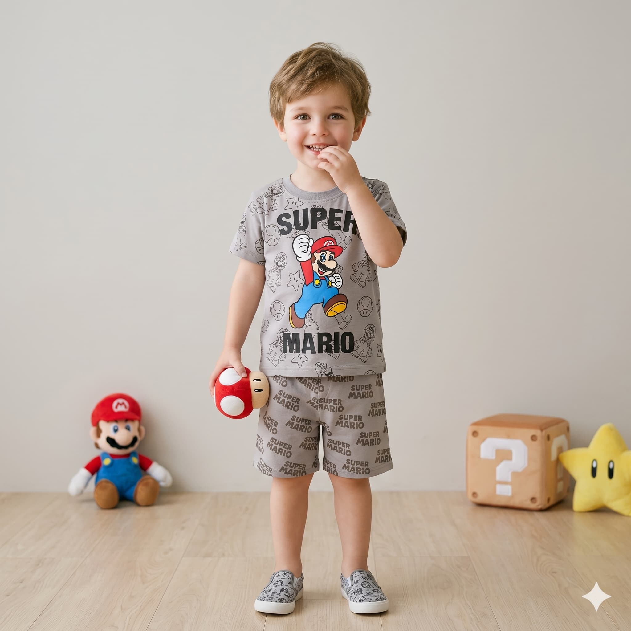 Super Mario Boys Short Set - Grey