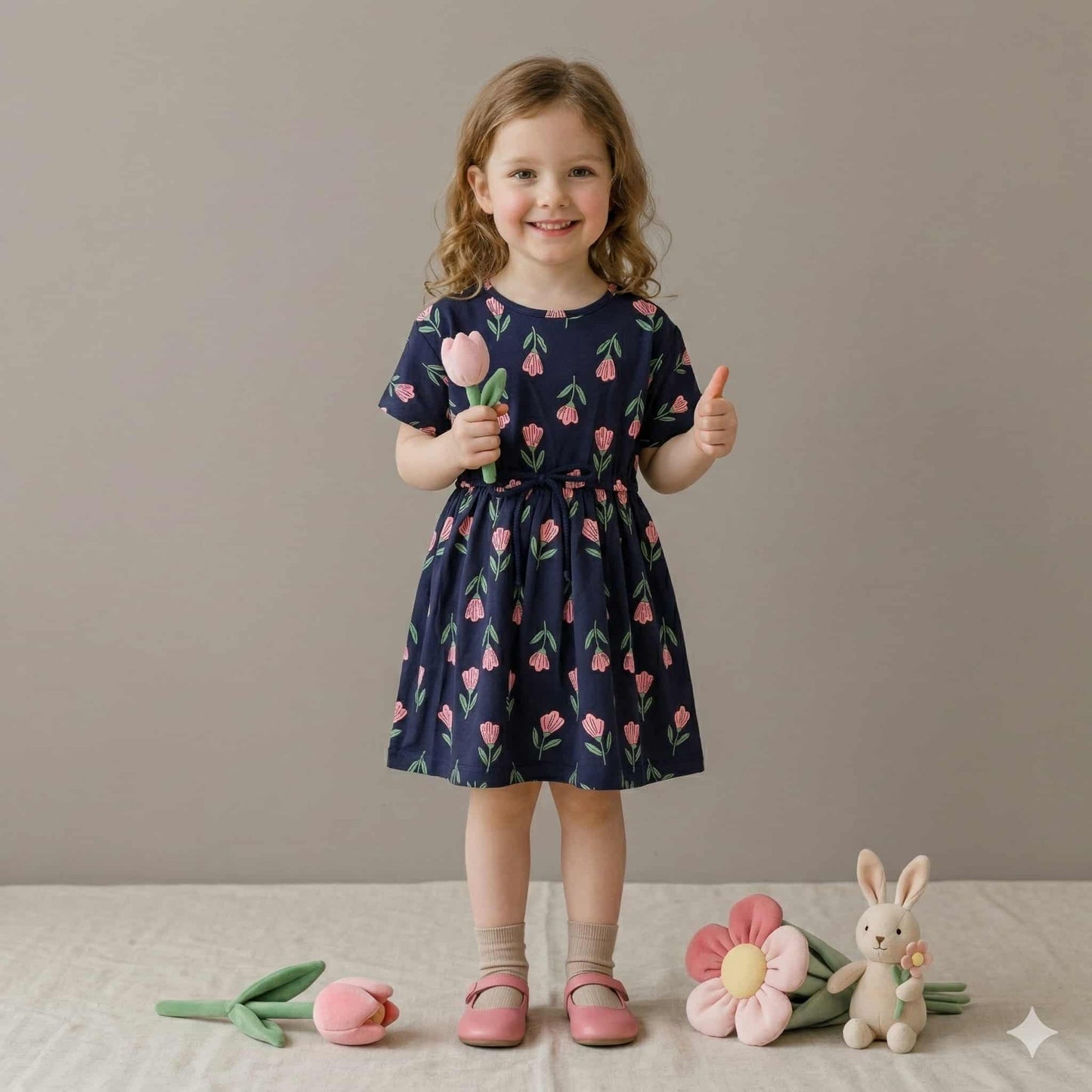 Floral Girl Frock - Blue