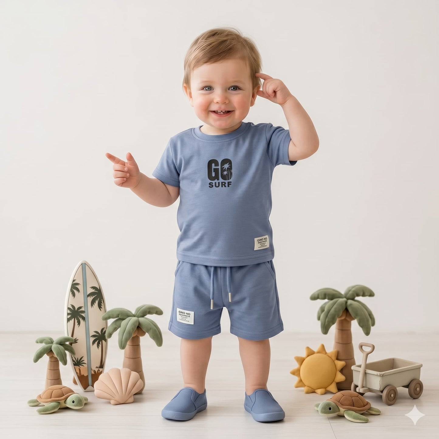 Surf Spirit Baby boys Half sleeves Short set - Blue