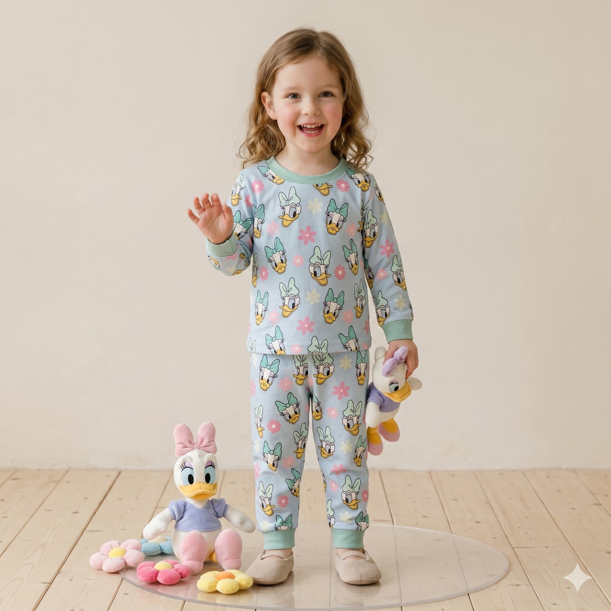 Daisy Duck Girls Full Sleeves Pajama Set – Sky Blue