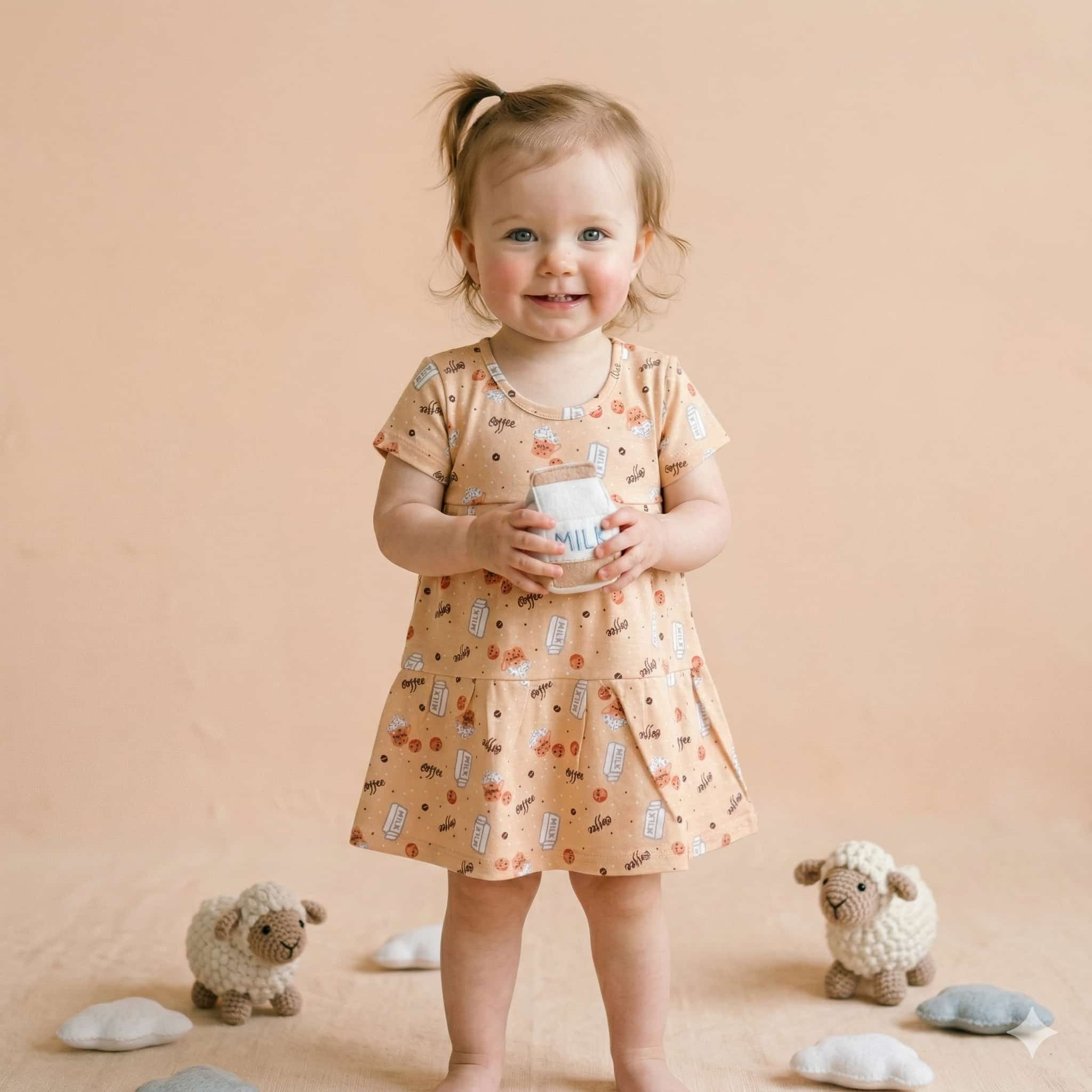 Coffee Baby Girl Frock - Peach