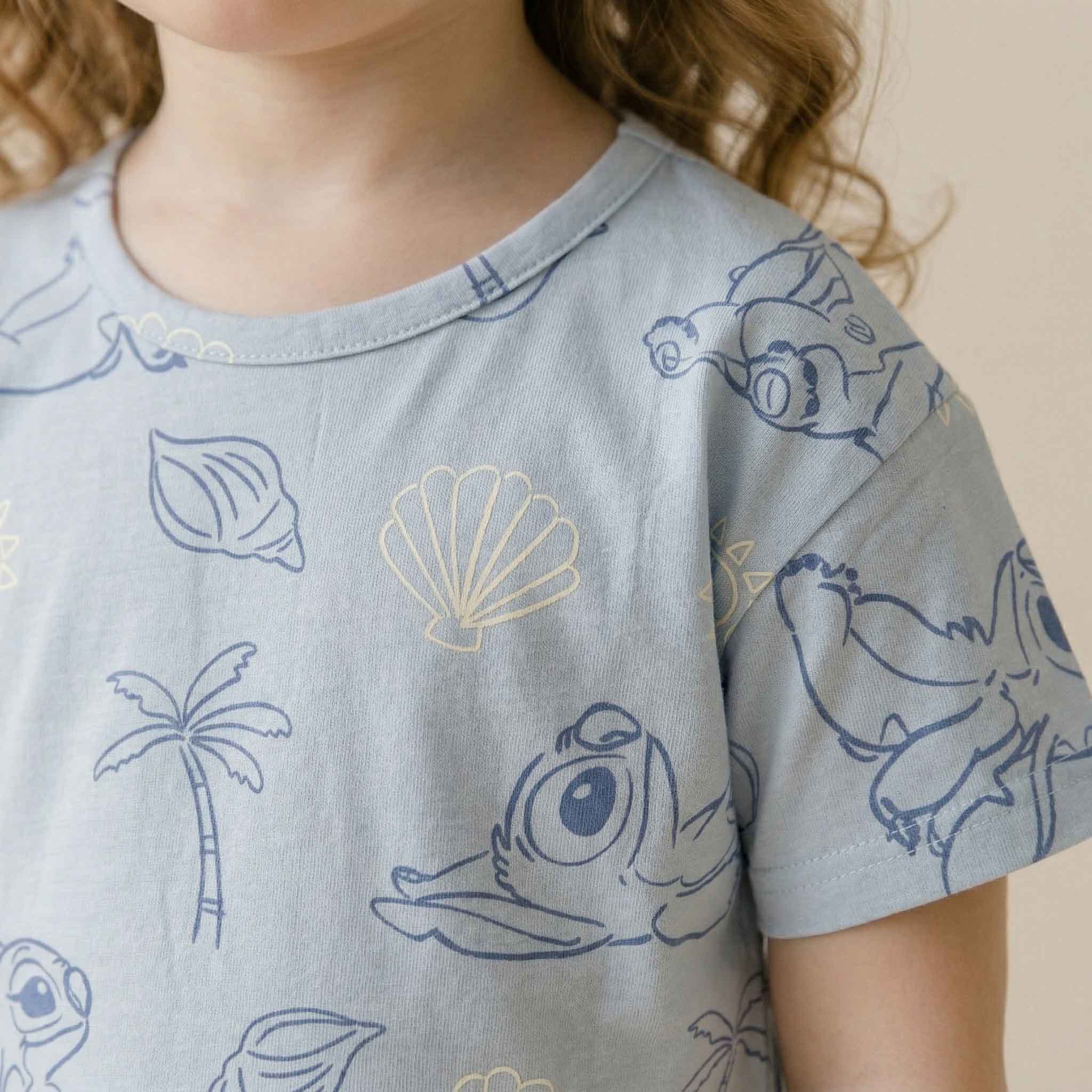 Stitch Aloha Girls Short Set - Blue