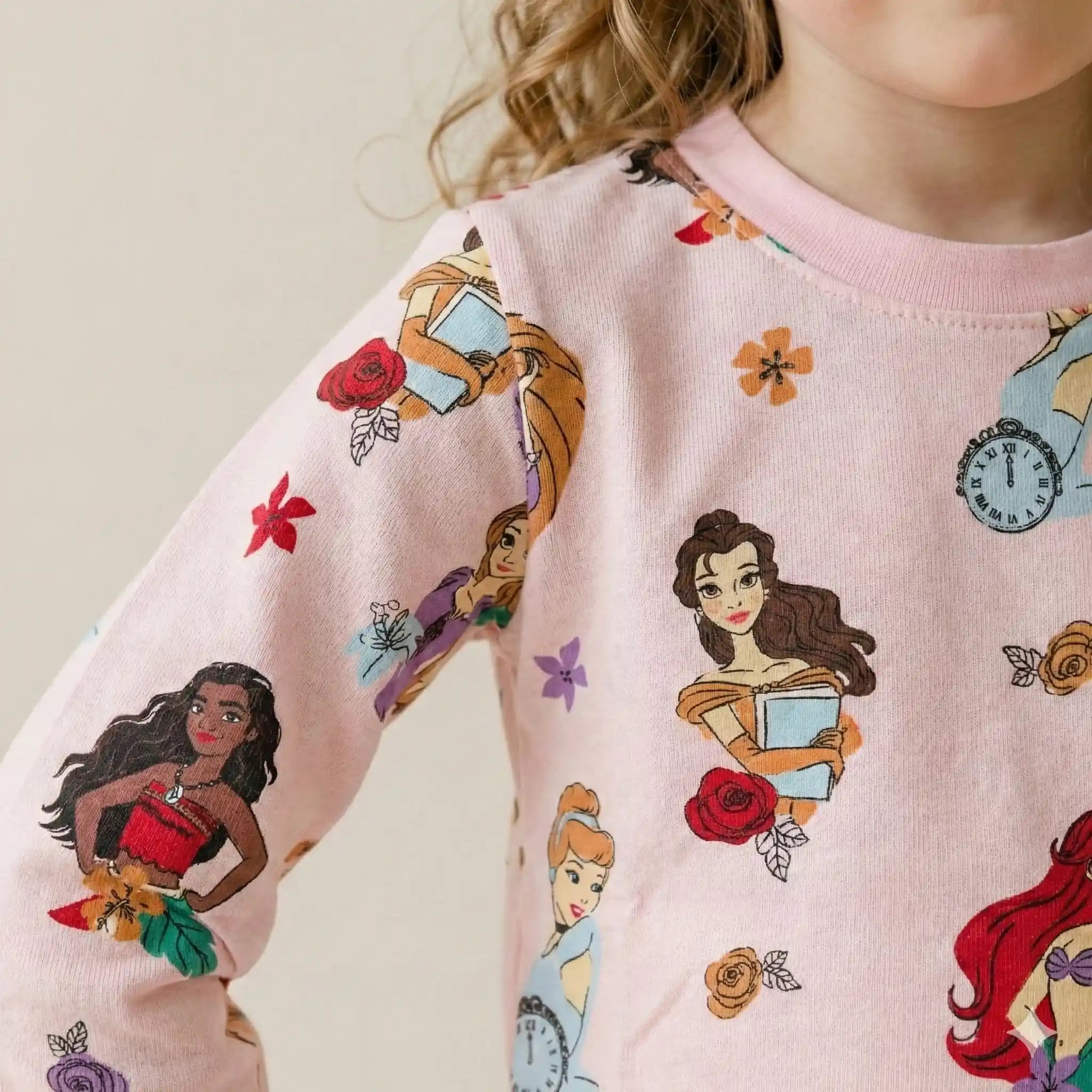 All Disney Princesses Girl Full Sleeves Pajama Set-Pink