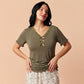 Laced Women Pajama Set - Olive Green & Cream