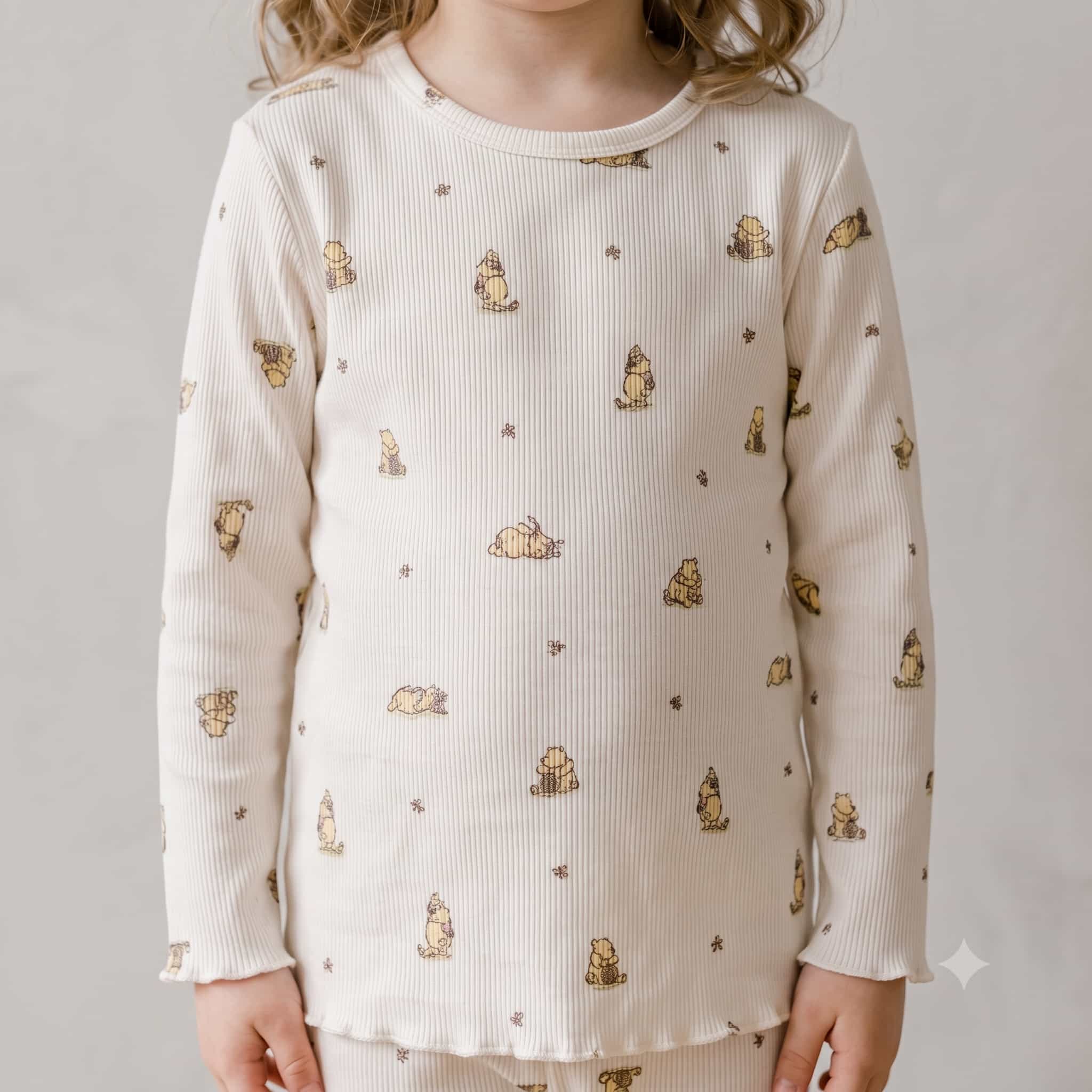 Pooh Girls Full Sleeves Pajama Set – Cream