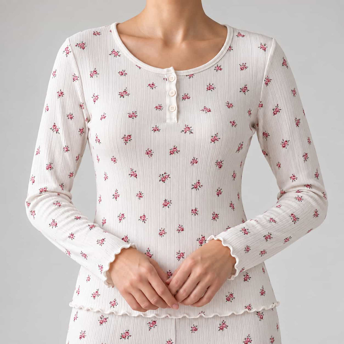 Rosy Bloom Women Full Sleeves Pajama Set - Light Pink