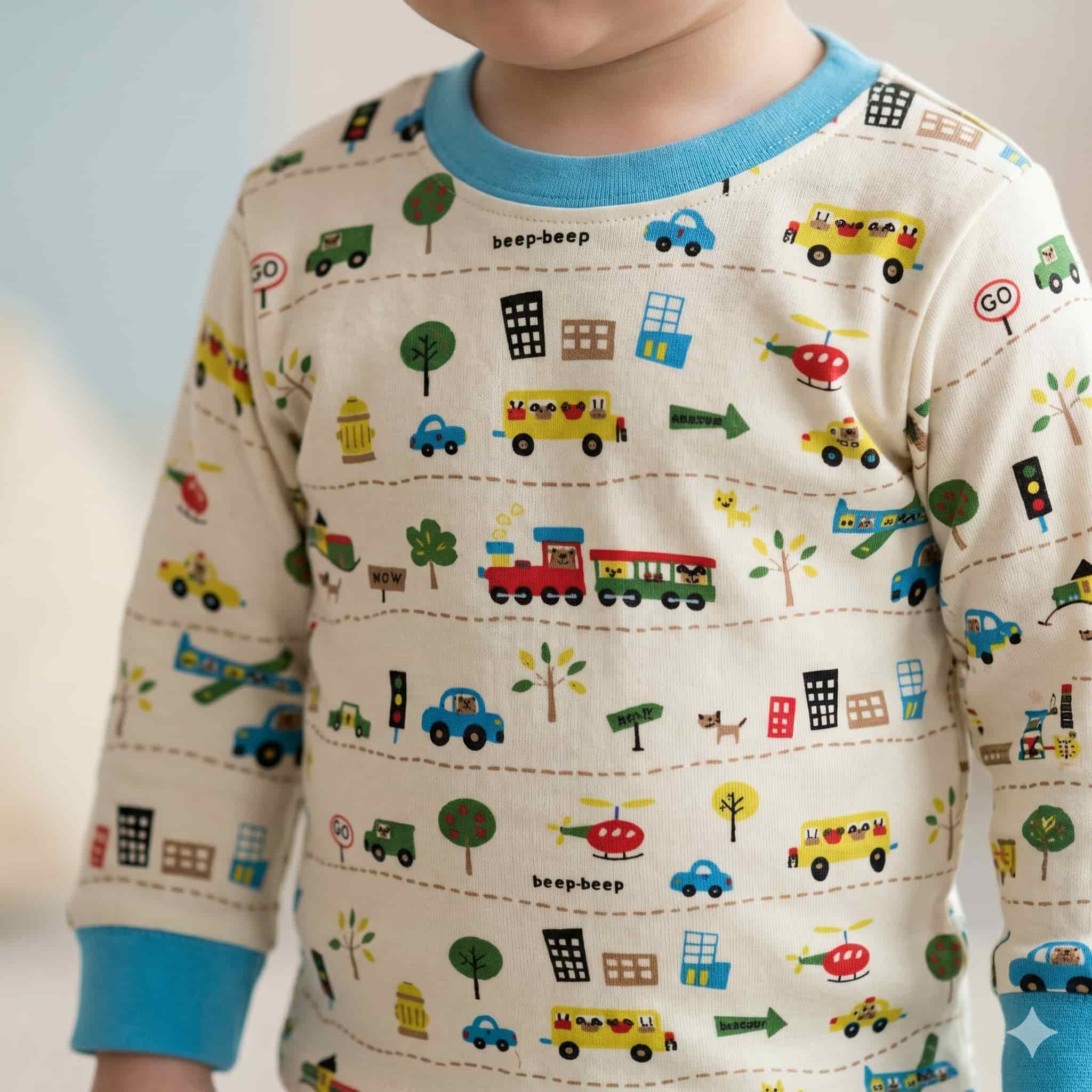 City Transit Baby Boys Full Sleeves Pajama Set - Cream