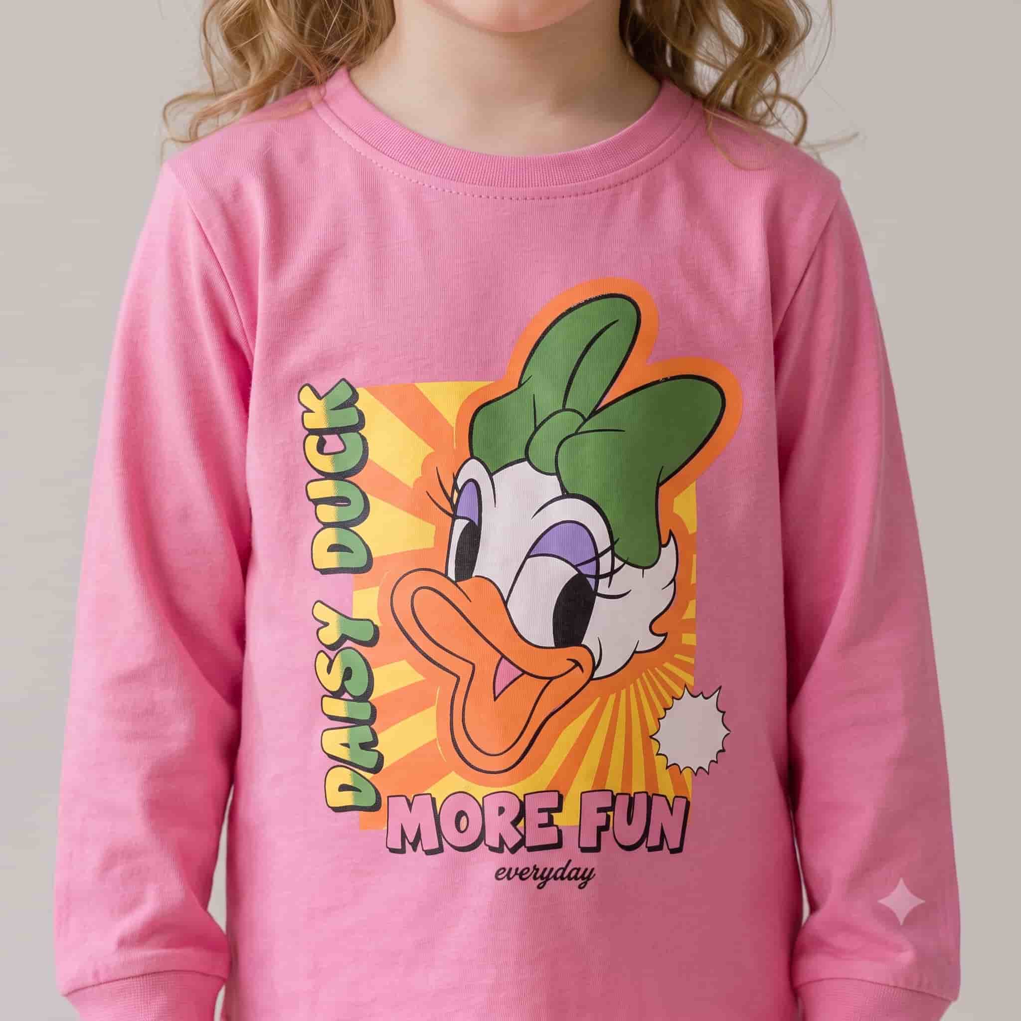 Daisy Duck Girl Full Sleeves Pajama Sets- Pink