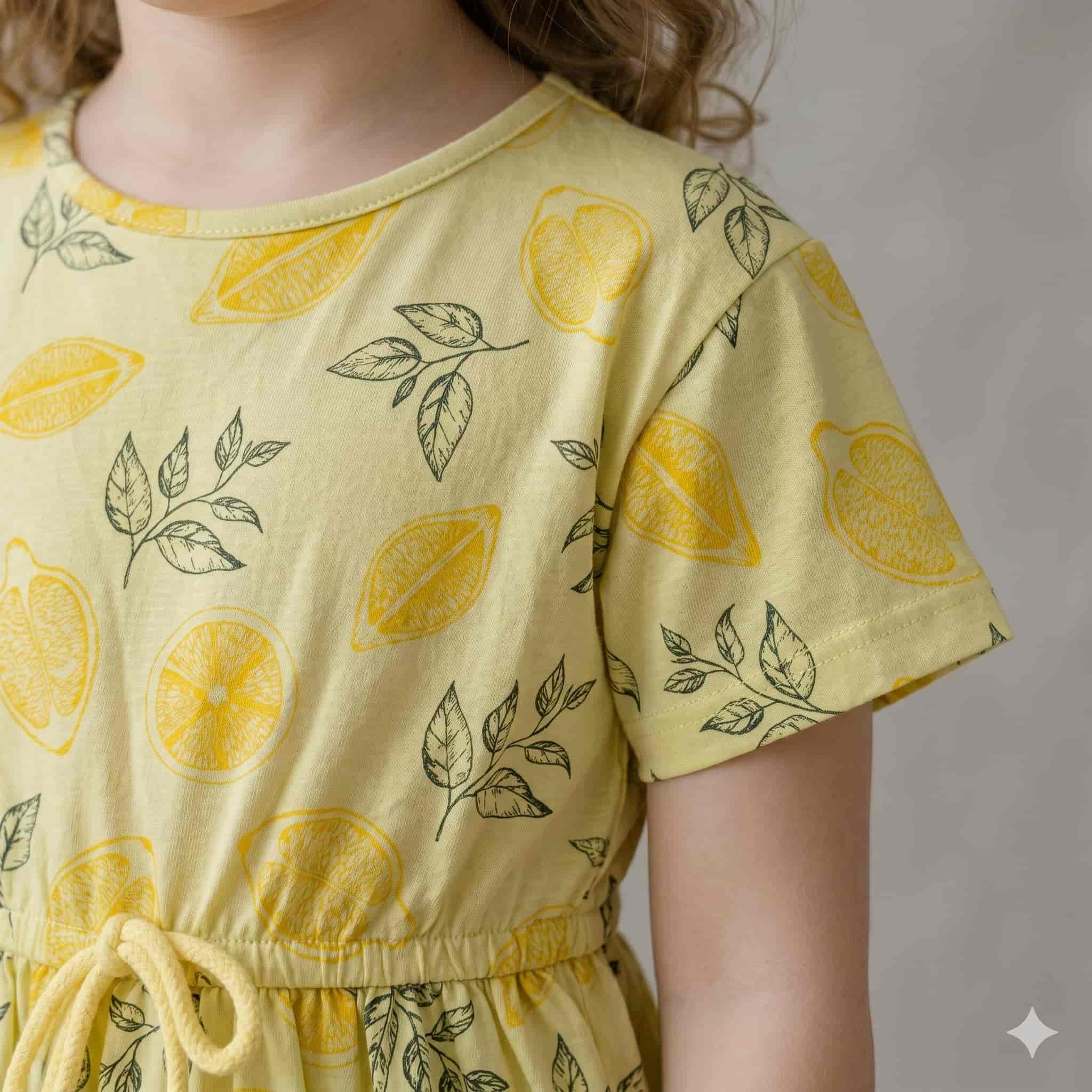 Sunny Citrus Girls Frock Set - Yellow