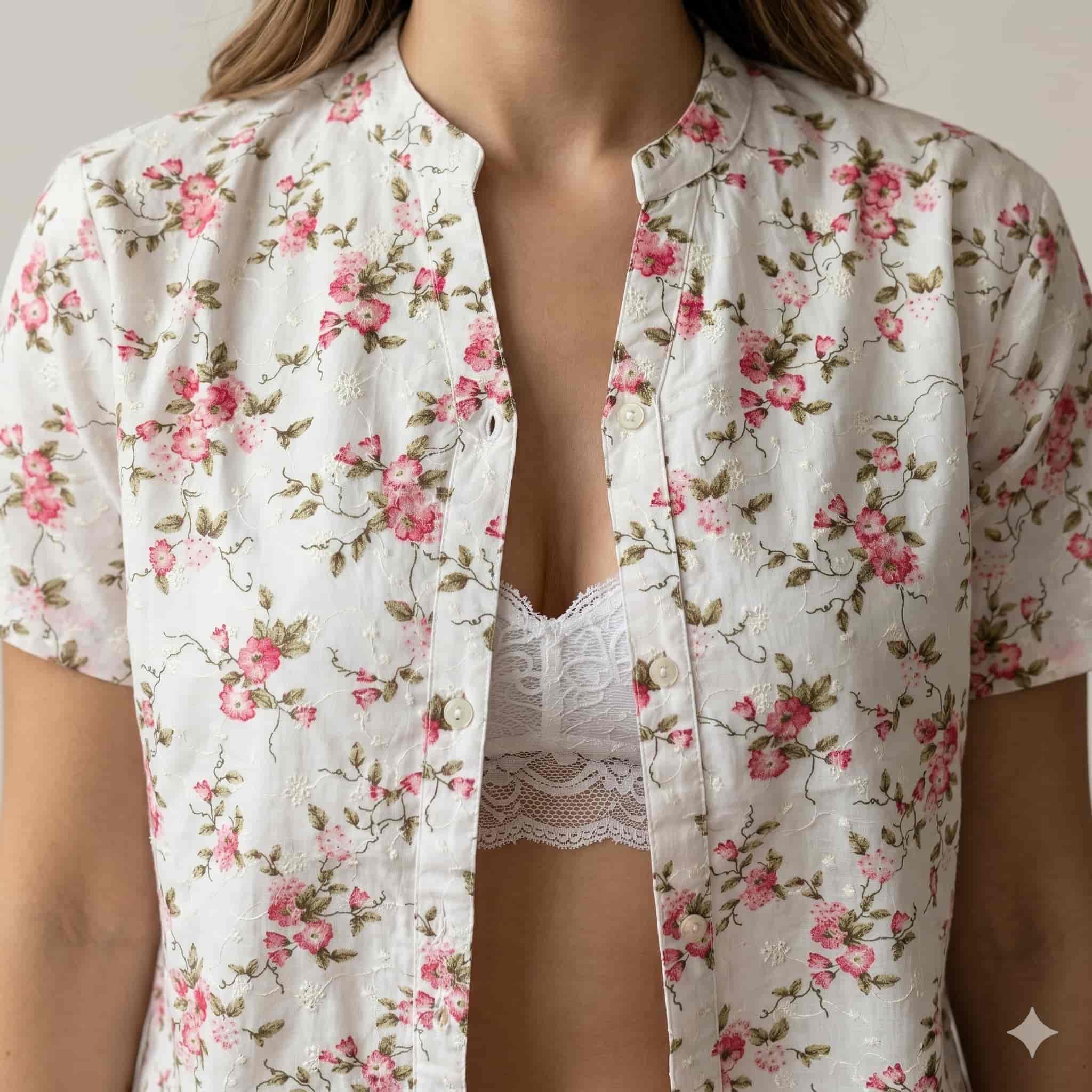 Rose Whisper Women Half Sleeves Pajama Set – Cream