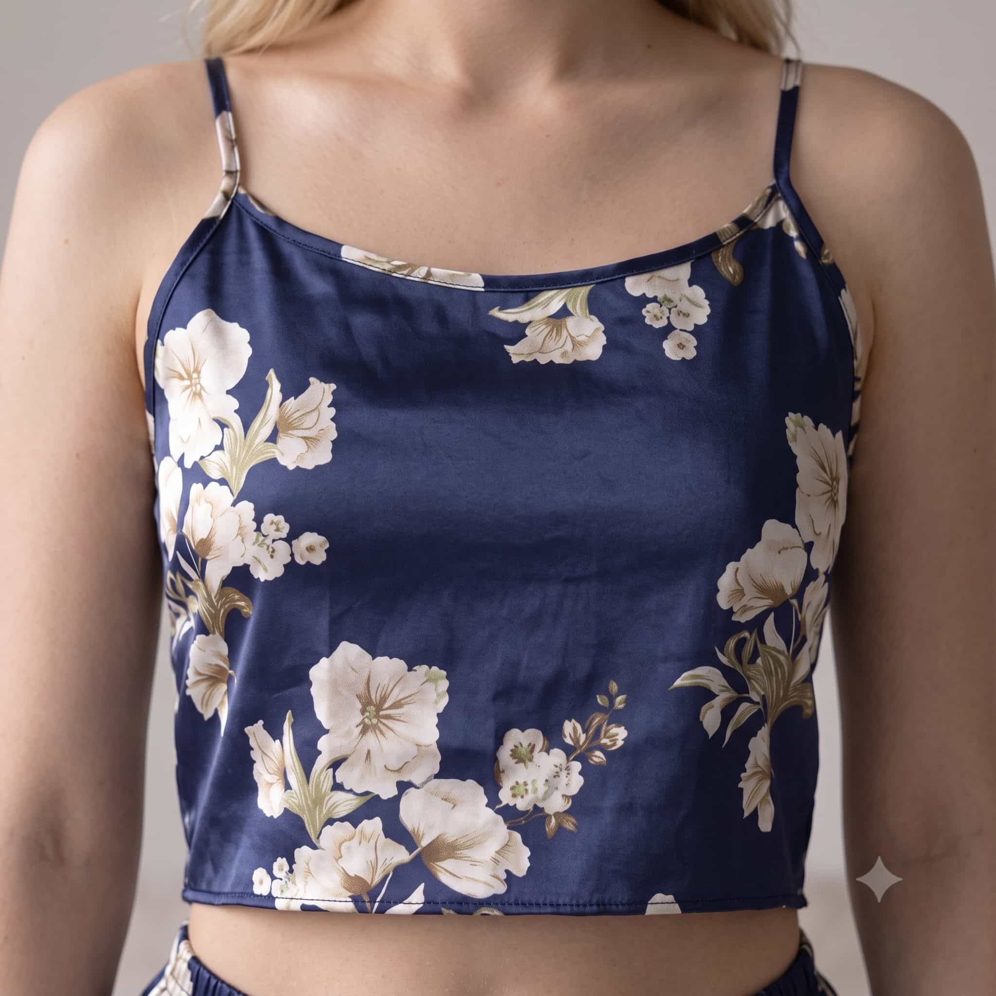 Midnight Bloom Women Cami Short Set - Navy Blue Floral
