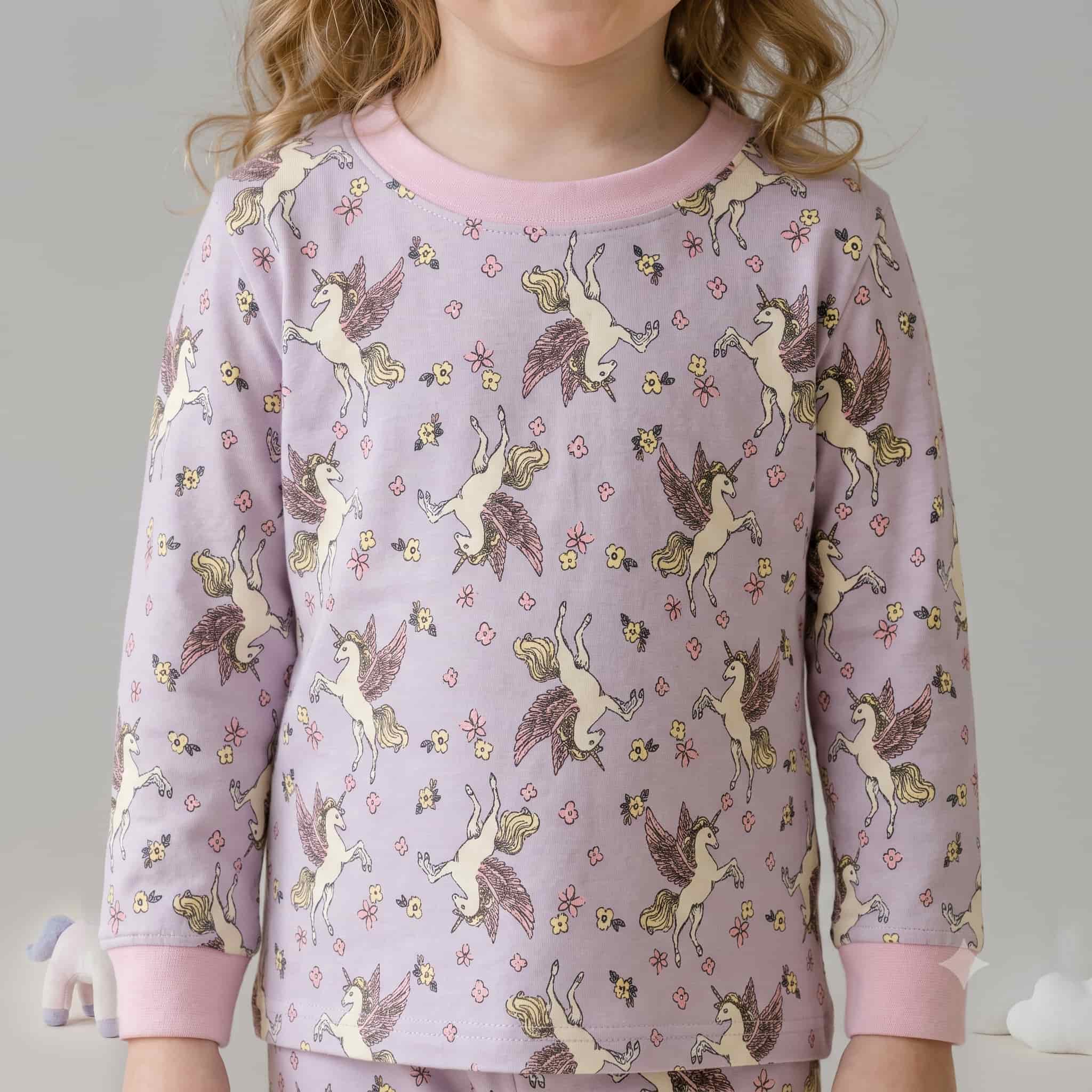 Mystic Unicorn Girls Full Sleeves Pajama Set - Purple