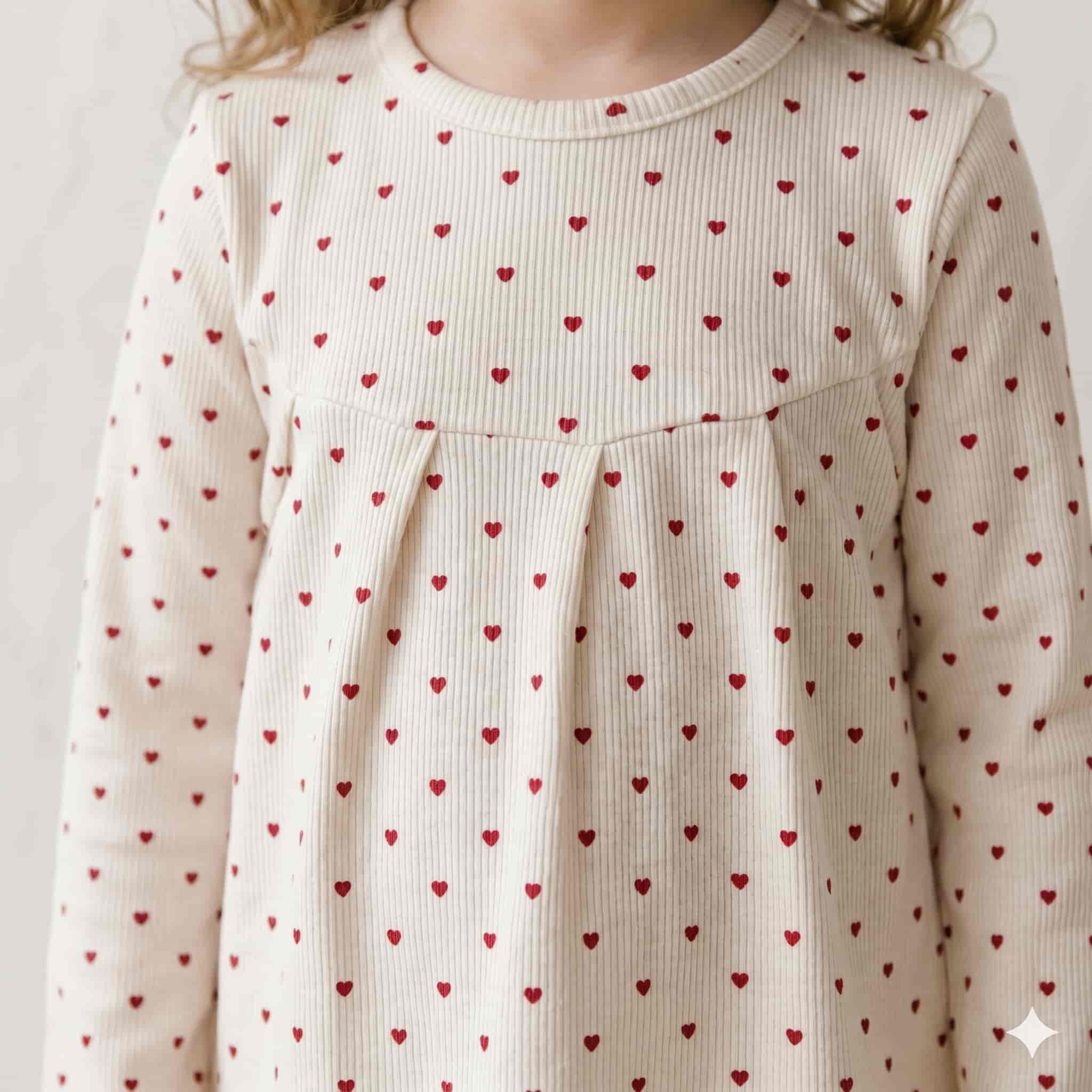 طقم أكمام طويلة للفتيات من Dainty Hearts - كريمي