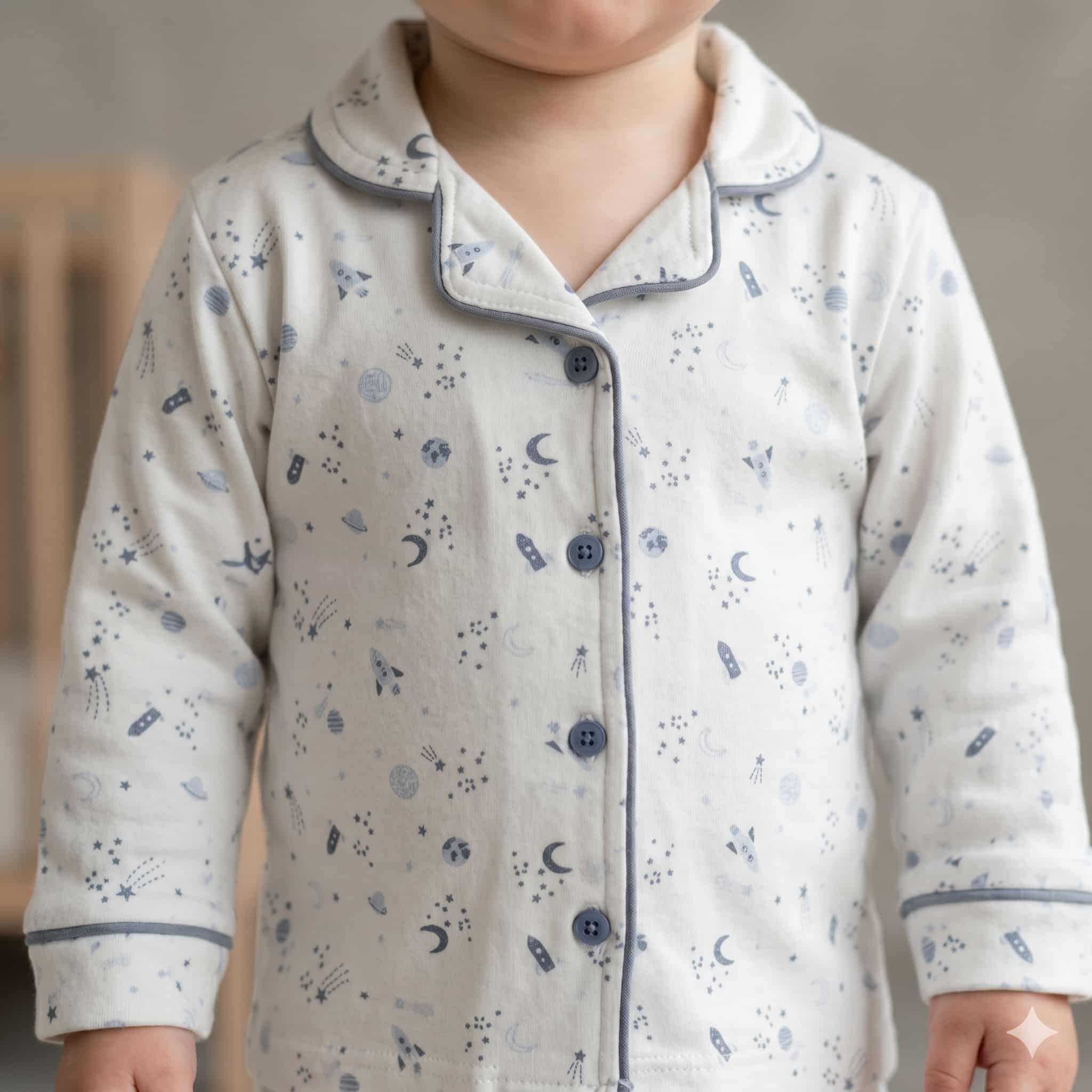 Galaxy Dreams Baby Boys Full Sleeves Pajama Set - White