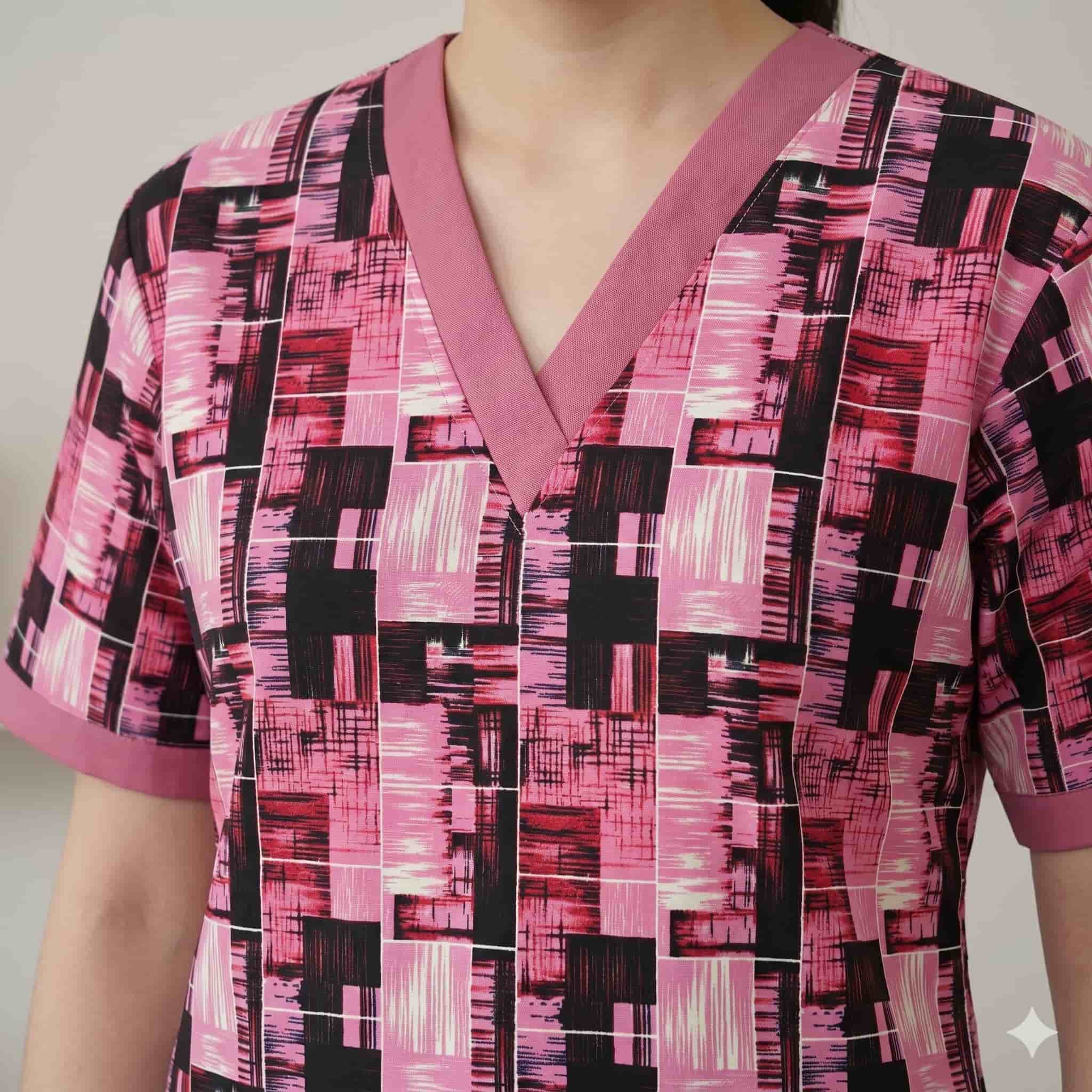 Geometric Pulse Maid Women Uniform Set - Pink