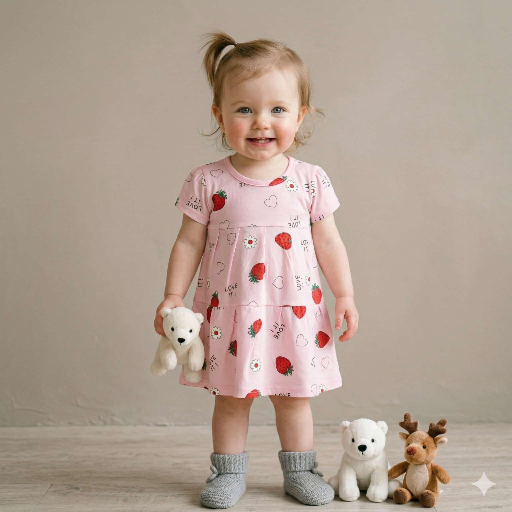 Strawberry Baby Girl Frock - Pink