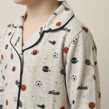 Sports Junkie Boys Button Pajama Set - Grey
