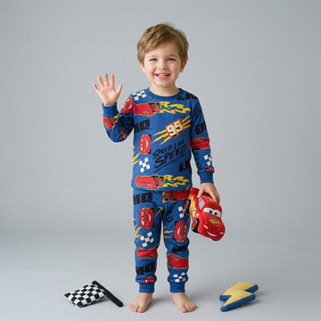 Lightning Mc Queen Bos Full Sleeves Pajama Set - Blue