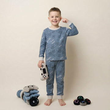 Gaming Geek Boys Full Sleeves Pajama Set - Blue