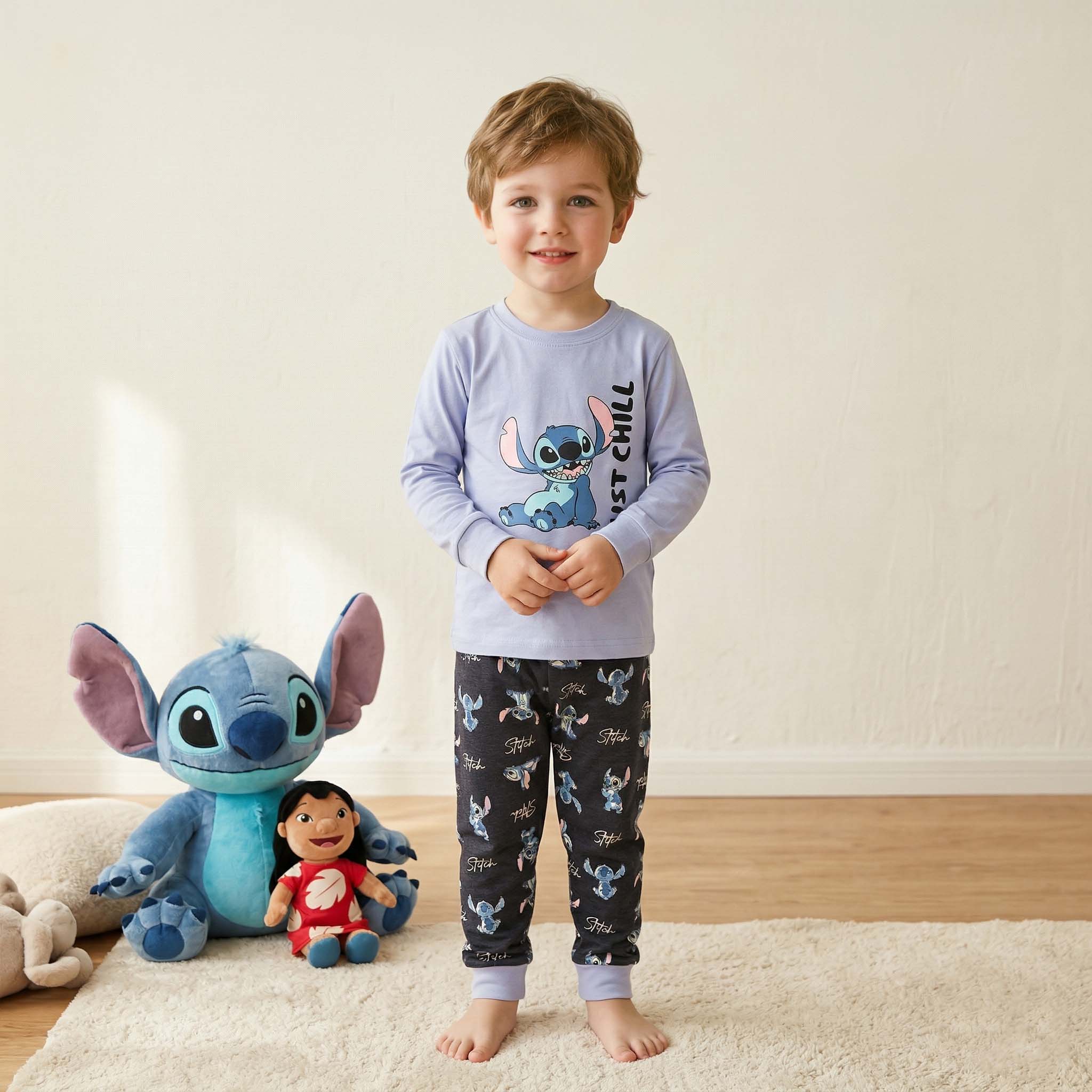 Stitch Boys Full Sleeves Pajama Set - Blue