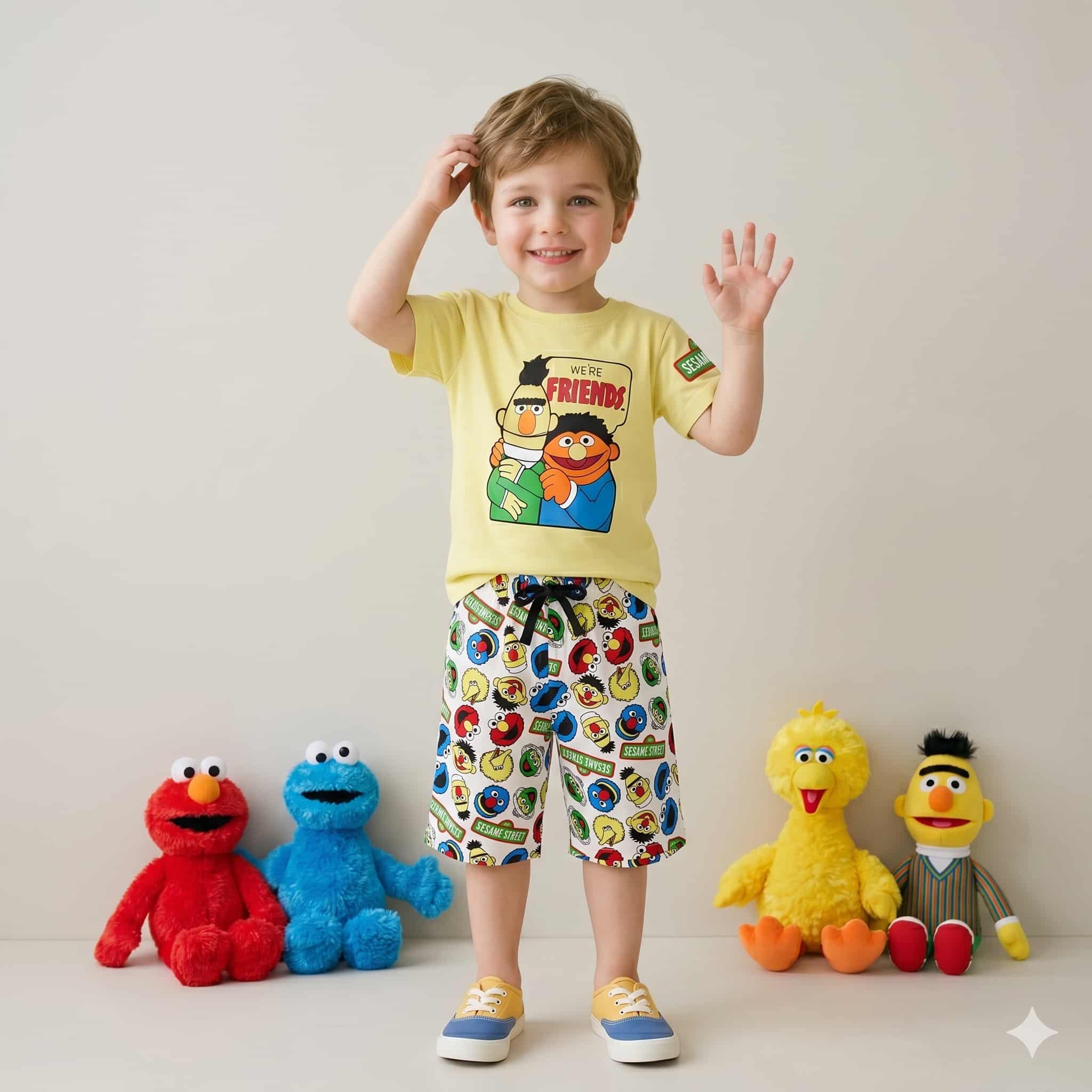 Sunny Buddies Boys Half Sleeves Short Set - Yellow