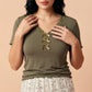 Laced Women Pajama Set - Olive Green & Cream