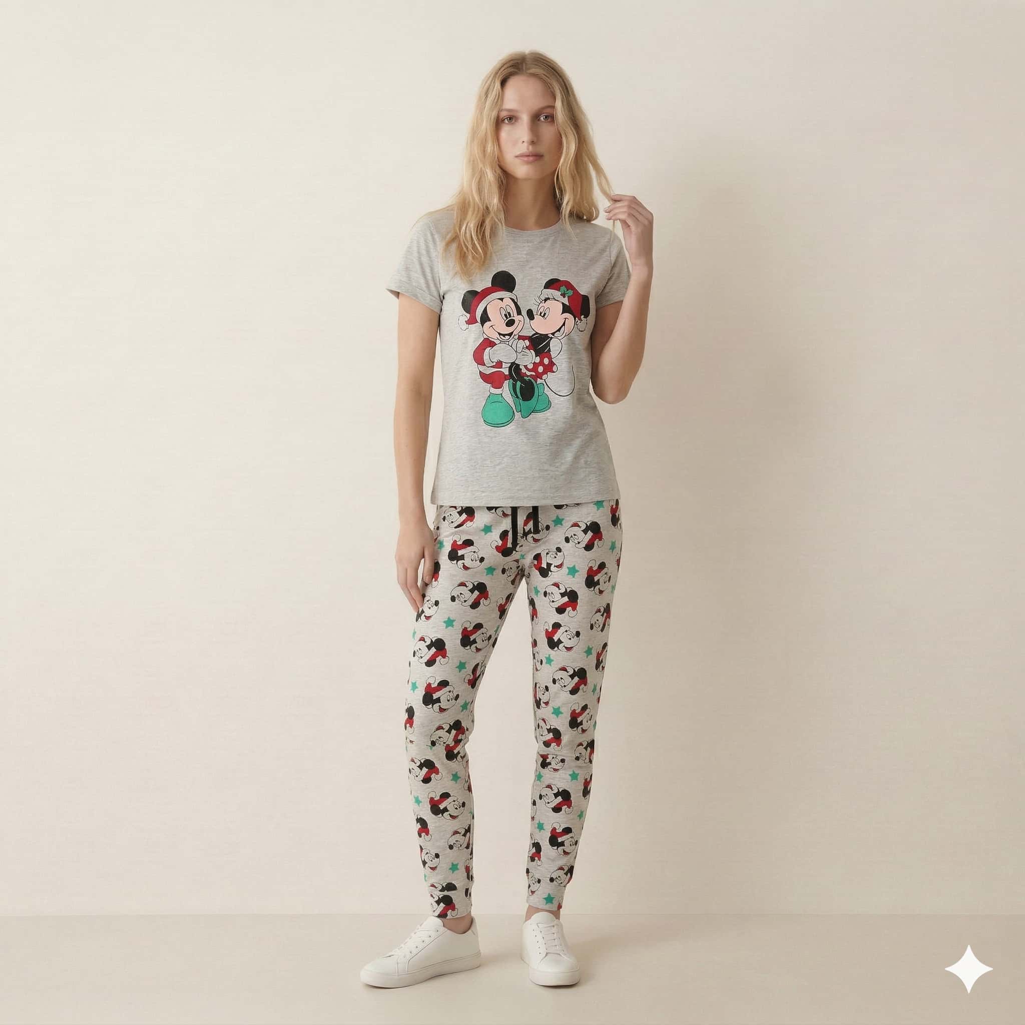 Mickey Minnie Women Pajama Set - Grey
