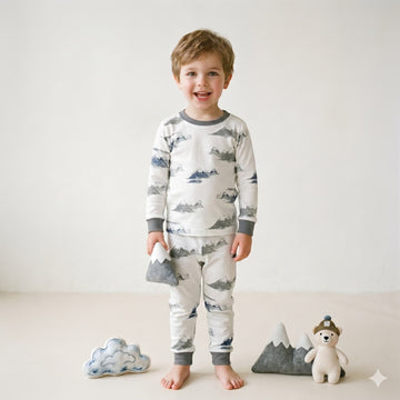 Mountain Mist Boys Full Sleeves Pajama Set – White