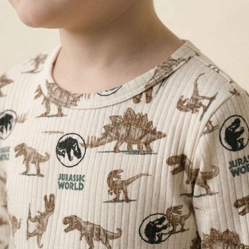 Jurassic World Boys Full Sleeves Pajama Set - Cream