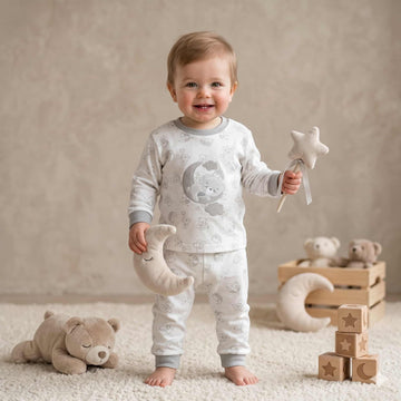 Dreamy Bear Baby Boys Full Sleeves Set - Off-White