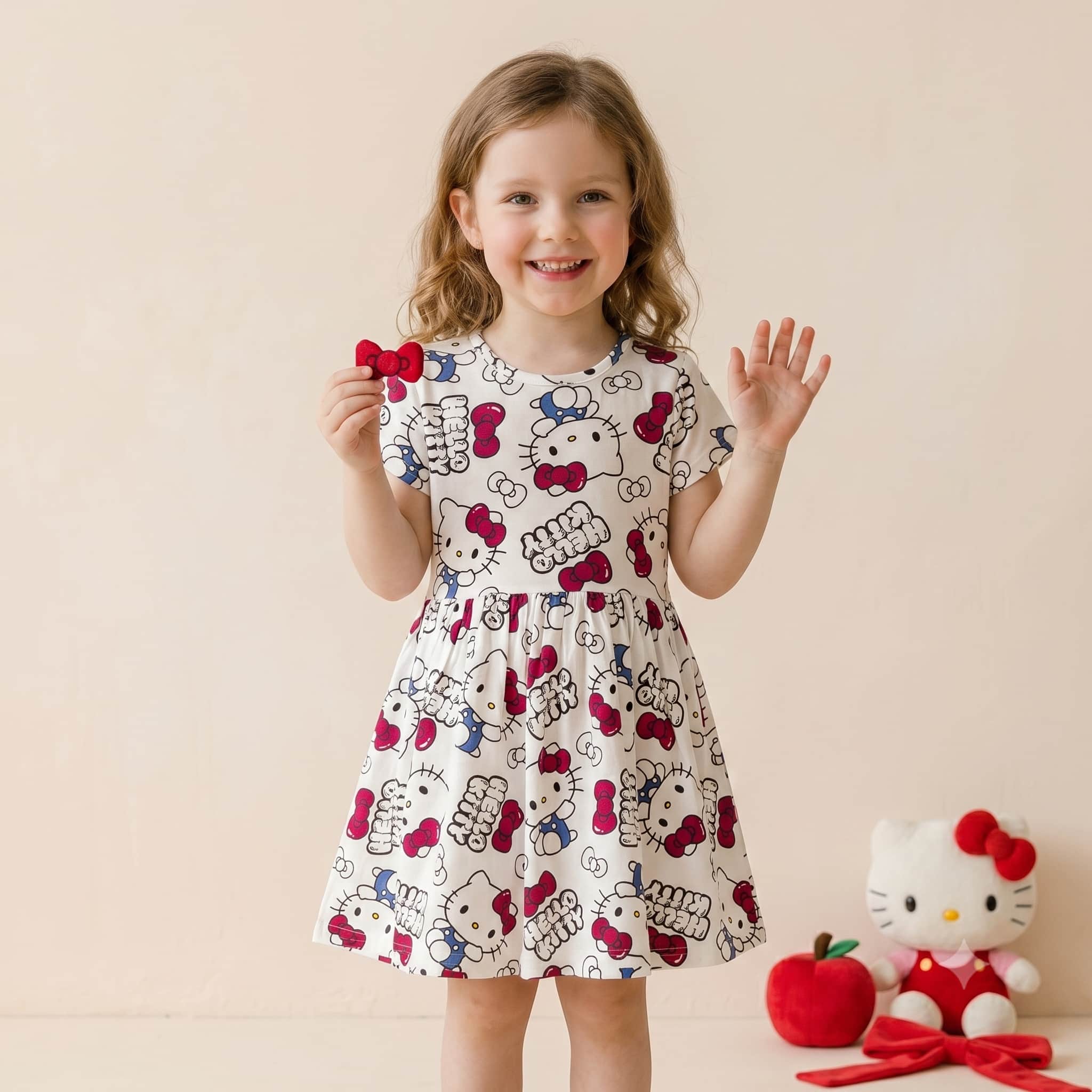 Hello Kitty Girls Frock - Off-White