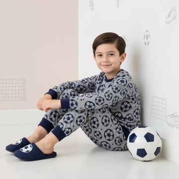 Football Boy Pajama Set- Grey