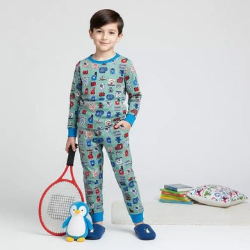 Badminton Boy Pajama Set- Green