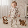 Squirrel Baby Girl Pajama Set- Beige