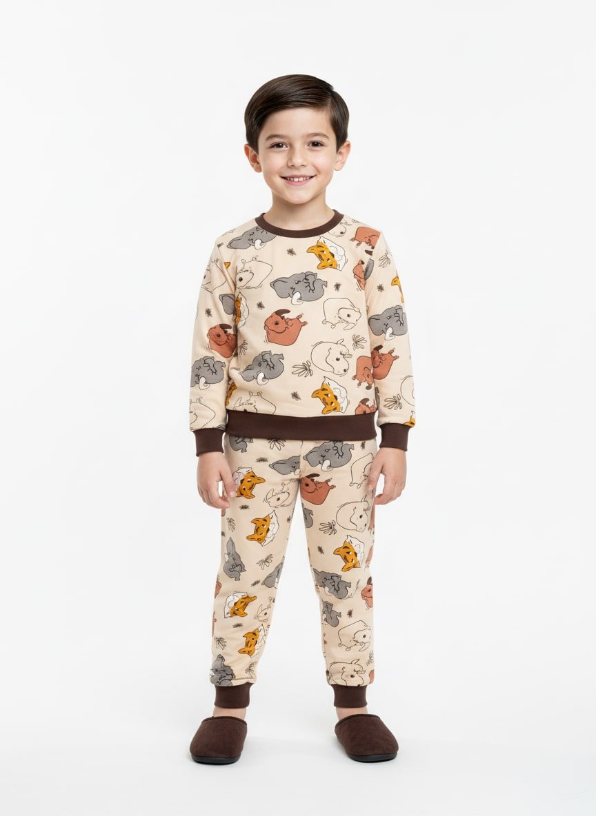 Rhino Boy Sweatshirt Set- Brown