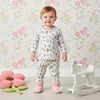 Floral Wave Baby Girl Pajama Set- Pink