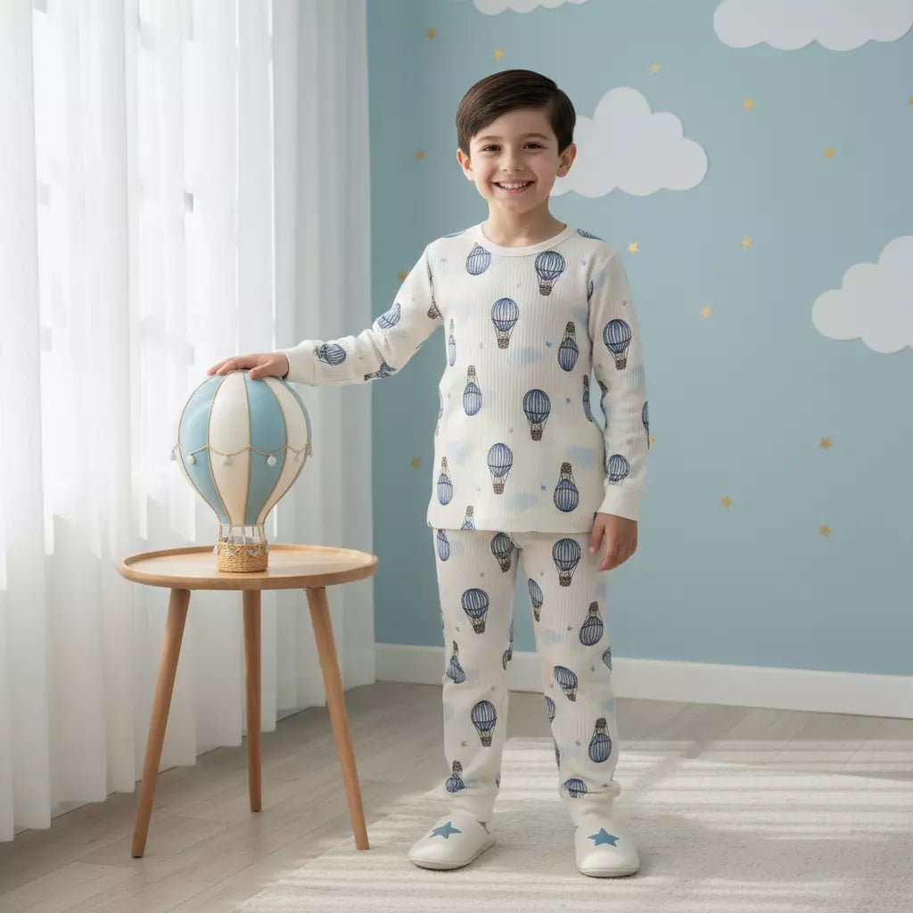 Hot Air Balloon Boy Pajama Set- White