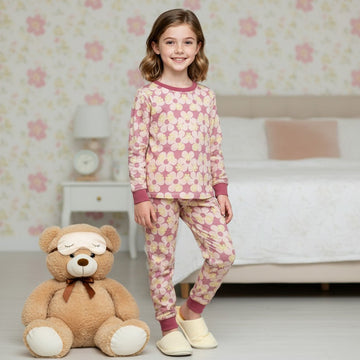 Sun Flower Girl Pajama Set- Pink
