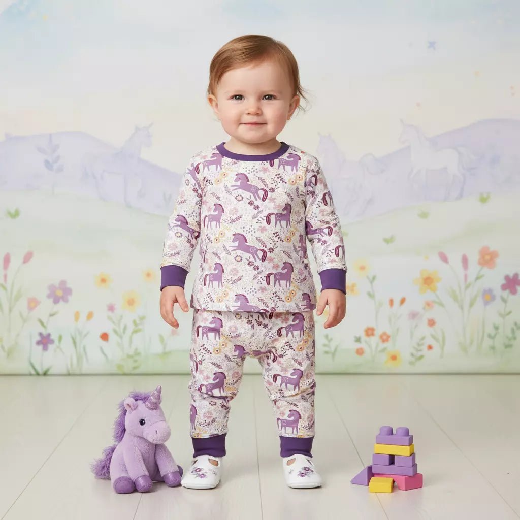 Unicorn Baby Girl Pajama Set- Purple