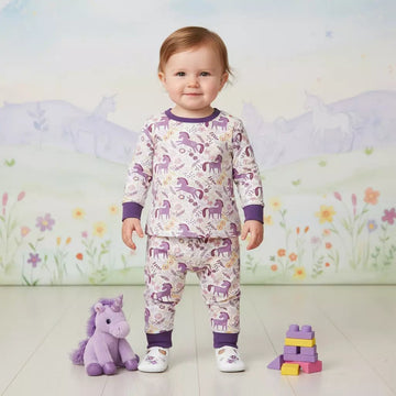 Unicorn Baby Girl Pajama Set- Purple