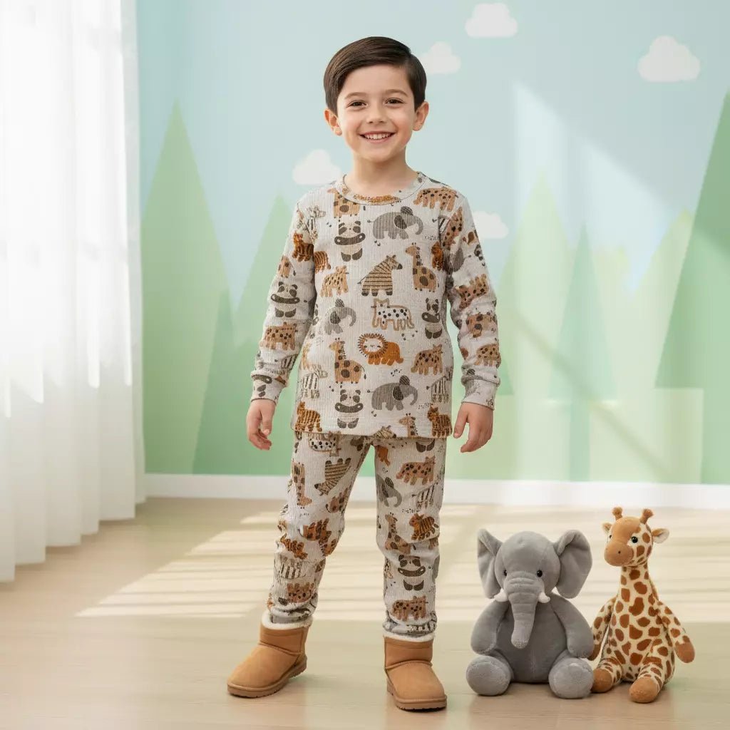 Jungle Safari Boy Pajama Set- Grey